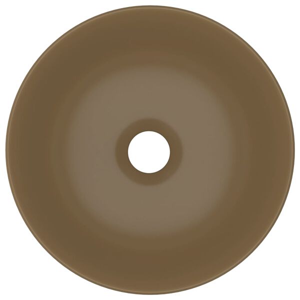 vidaXL Umywalka łazienkowa, ceramiczna, matowa kremowa, okrągła