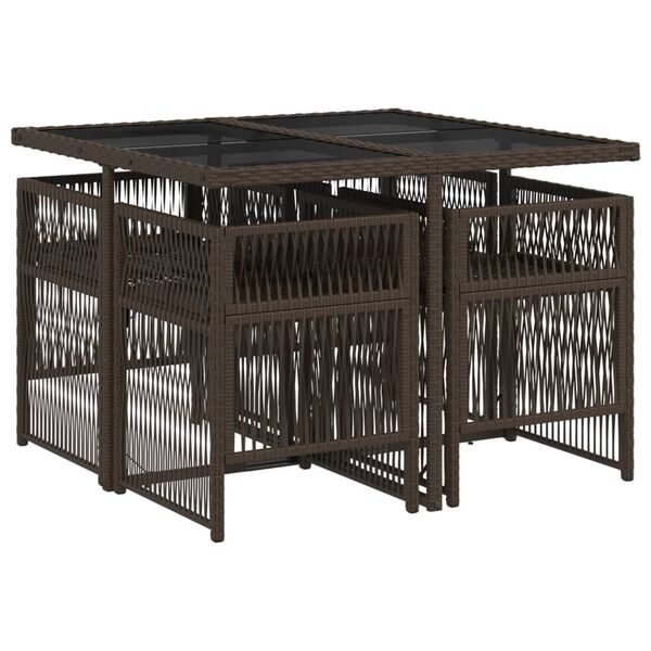 vidaXL 5-cz. zestaw mebli ogrodowych z poduszkami, brązowy, polirattan