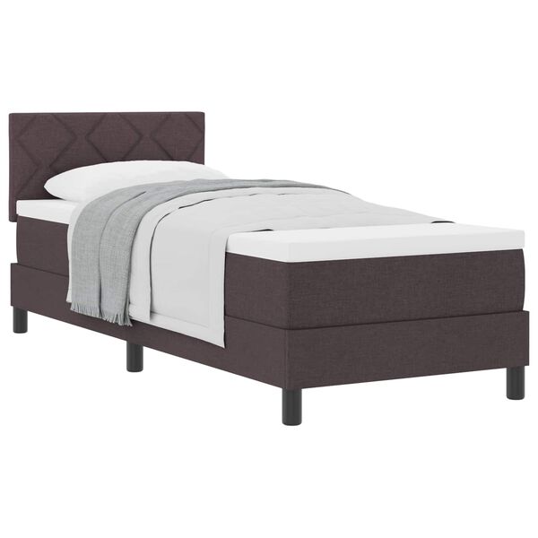 vidaXL Ł&oacute;żko sprężynowe z materacem Ciemny brąz 80 x 200 cm tkanina