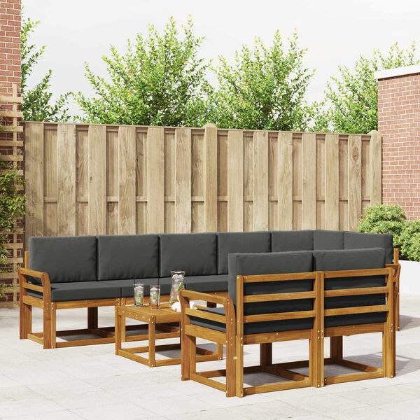 vidaXL Zestaw sof na zewnątrz z poduszką 9 pcs Naturalny i Antracytowy