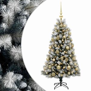 vidaXL Sztuczna choinka na zawiasach z bombkami 120 cm 150 LED