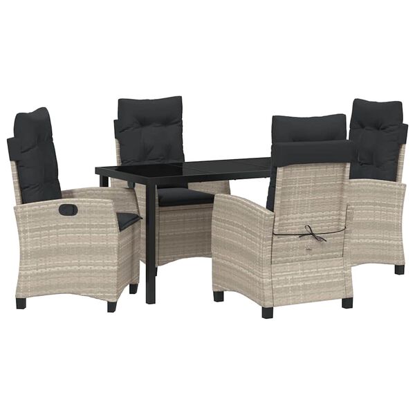 vidaXL Zestaw do jadalni w ogrodzie 5 pcs Jasnoszary polirattan