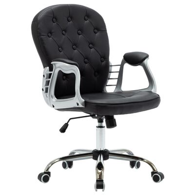 vidaXL Krzesło biurowe, obrotowe, czarne, sztuczna skóra