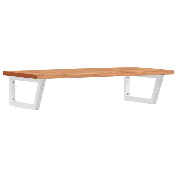 vidaXL P&oacute;łka ścienna pod umywalkę, stal i lite drewno bukowe