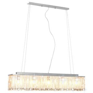 vidaXL Lampa sufitowa z kryształowymi koralikami, srebrna, 104 cm, E14