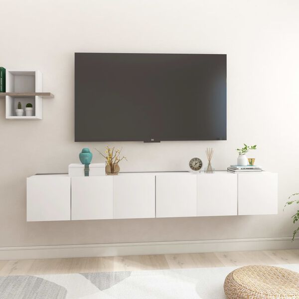 vidaXL Szafki wiszące pod TV 3 szt., białe, 60x30x30 cm