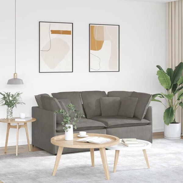 vidaXL Sofa modułowa z poduszkami Tkanina sztruksowa Jasnoszara