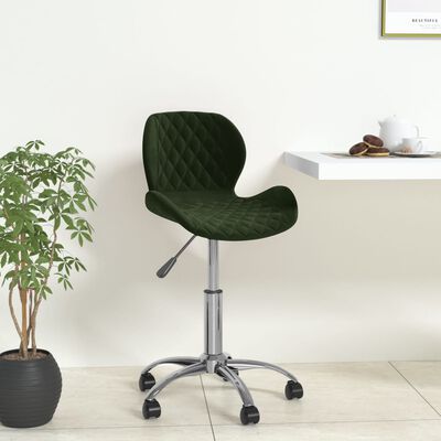 vidaXL Obrotowe krzesło stołowe, ciemnozielone, obite aksamitem