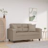 vidaXL 2-osobowa sofa z poduszkami, kolor taupe, 120 cm, mikrofibra