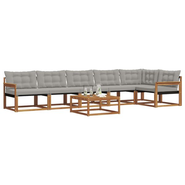 vidaXL Zestaw sof na zewnątrz z poduszką 7 pcs Naturalny i Jasny Szary
