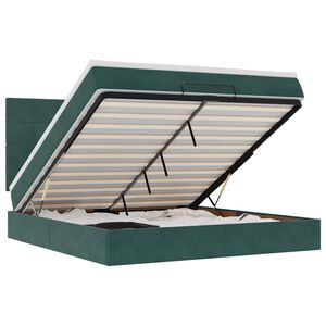 vidaXL Rama ł&oacute;żka otomana z materacami, zielona, 180x200 cm, aksamit