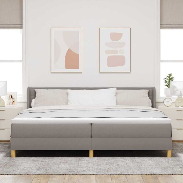 vidaXL Ł&oacute;żko sprężynowe z materacem Ciemnoszary 200 x 200 cm Poliester