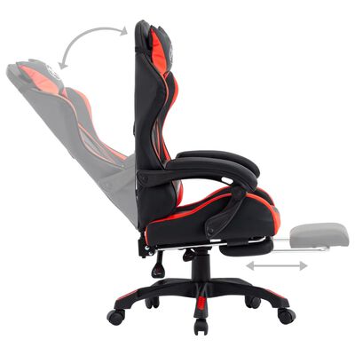 vidaXL Fotel dla gracza, z podnóżkiem, czerwono-czarny, sztuczna skóra