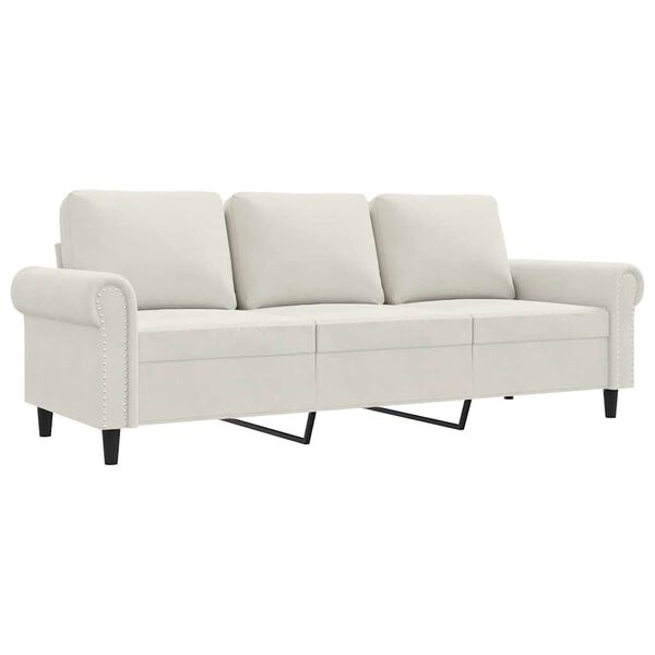 vidaXL Sofa 3-osobowa, kremowy, 180 cm, tapicerowana aksamitem