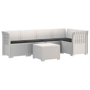 vidaXL 5-osobowa sofa ogrodowa z poduszkami w stylu rattanowym PP