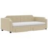 vidaXL Sofa rozsuwana z szufladami, kremowa, 100x200 cm, tkanina