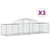 vidaXL Kosze gabionowe, 3 szt, 200x50x40/60 cm, galwanizowane żelazo