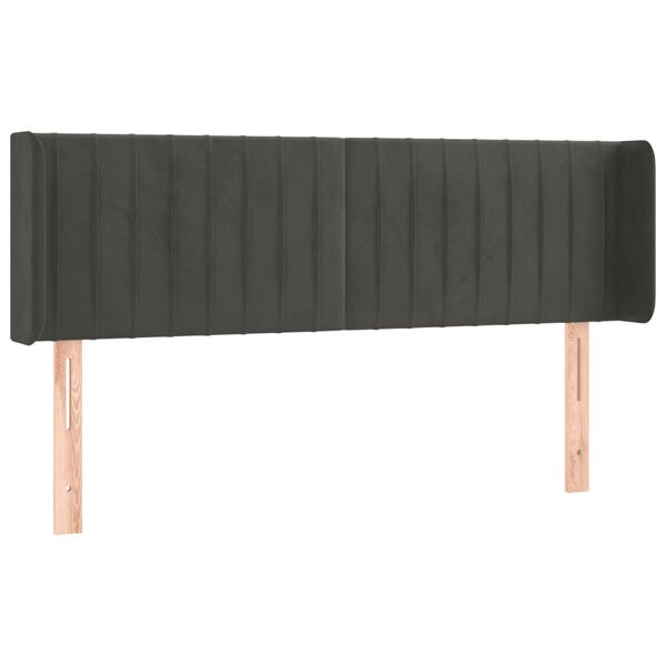 vidaXL Zagł&oacute;wek do ł&oacute;żka z LED, ciemnoszary, 147x16x78/88 cm, aksamit