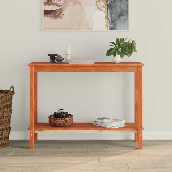 vidaXL Konsola Woskowy Brąz 110 x 40 x 80 cm Lite drewno sosnowe