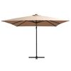 vidaXL Parasol wiszący z LED i stalowym słupkiem, 250x250 cm, taupe