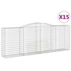 vidaXL Kosze gabionowe, 15 szt, 400x50x140/160cm, galwanizowane żelazo