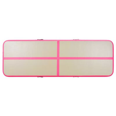 vidaXL Mata gimnastyczna z pompką, 400x100x10 cm, PVC, różowa