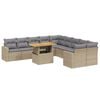 vidaXL 11-cz. zestaw mebli ogrodowych z poduszkami, beżowy, polirattan