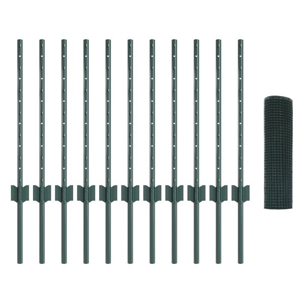 vidaXL Ogrodzenie z słupkiem Zielony 0,6 x 25 m Stal i PVC