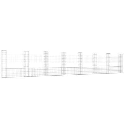 vidaXL Ogrodzenie gabionowe z 8 słupkami, żelazo, 860x20x150 cm