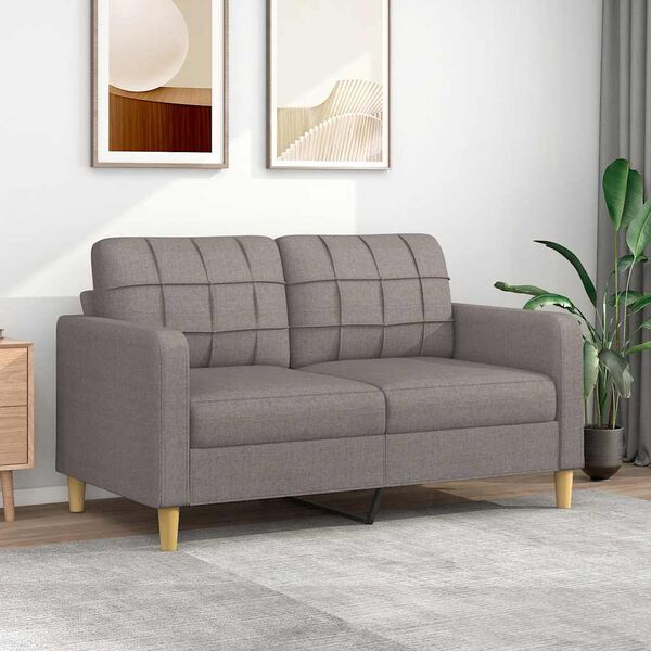 vidaXL Sofa 2-osobowa, kolor taupe, 140 cm, tapicerowana tkaniną