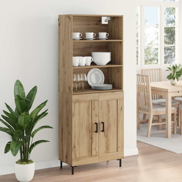 vidaXL Highboard Dąb rzemieślniczy 69,5 x 34 x 180 cm