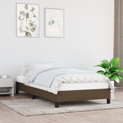 vidaXL Rama łóżka, ciemnobrązowa, 90 x 200 cm, tapicerowana tkaniną