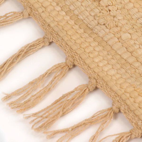 vidaXL Ręcznie tkany dywanik Chindi, bawełna, 200x290 cm, beżowy