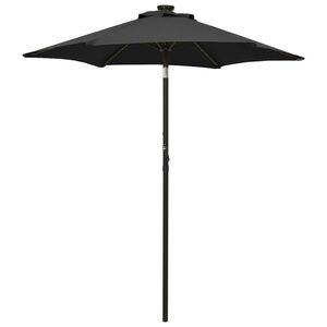 vidaXL Parasol ogrodowy z LED, czarny, 200x211 cm, aluminium