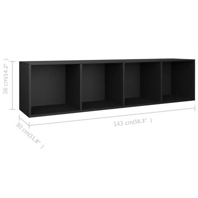vidaXL Regał na książki, czarny, 36x30x143 cm, materiał drewnopochodny