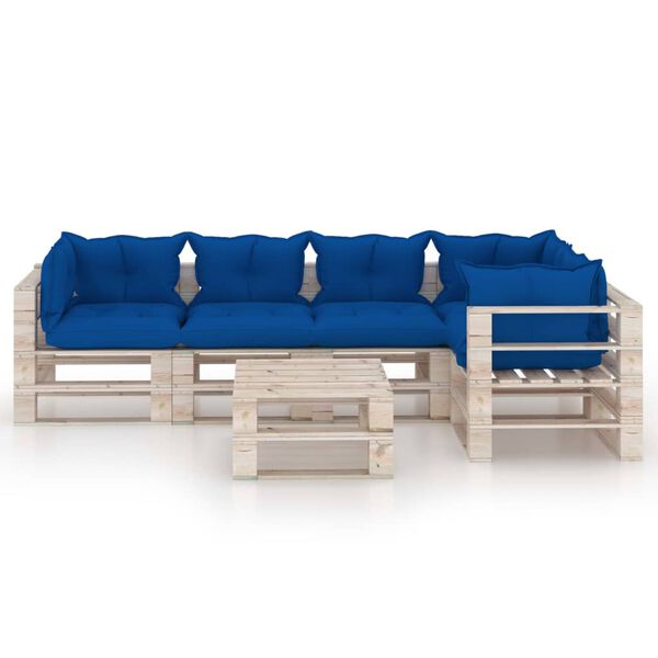 vidaXL 6-cz. zestaw wypoczynkowy z palet, z poduszkami, drewno sosnowe