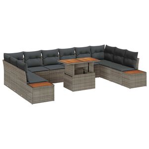 vidaXL Zestaw do jadalni w ogrodzie z poduszką 11 pcs Szary i brązowy