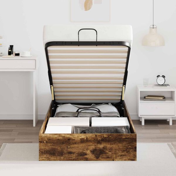 vidaXL Ł&oacute;żko otomanowe Dąb wędzony 193 x 120 x 25 cm Płyta wi&oacute;rowa