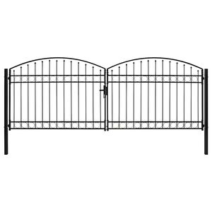 vidaXL Brama ogrodzeniowa ASSEN dwuskrzydłowa z łukowym dachem, stalowa, 400x150 cm