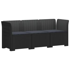 vidaXL Sofa ogrodowa 3-osobowa z poduszkami w rattanowym wyglądzie PP