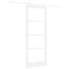 vidaXL Drzwi przesuwne 83 x 211 cm Lite drewno sosnowe i szkło Biały