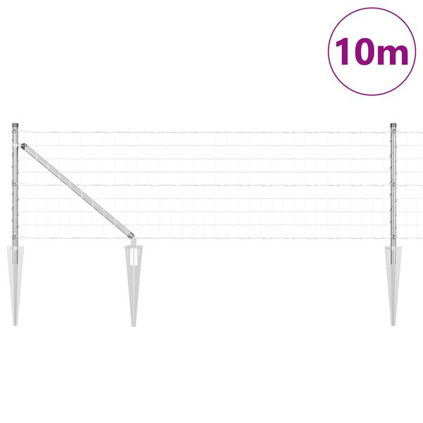 vidaXL Ogrodzenie z słupkiem Srebrny 0,4 x 10 m Stal