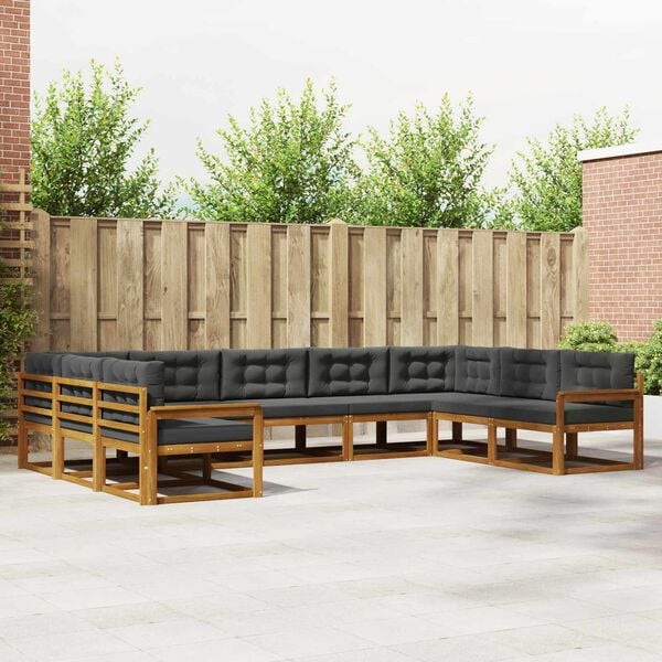 vidaXL Zestaw sof na zewnątrz z poduszką 9 pcs Naturalny i Antracytowy