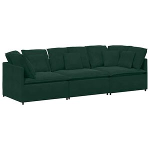 vidaXL Sofa modułowa z poduszkami aksamitna ciemnozielona