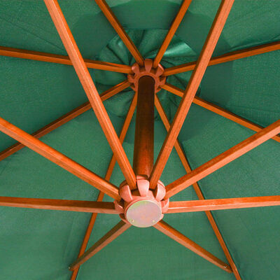 vidaXL Parasol ogrodowy wiszący, 350 cm, drewniany, zielony