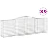 vidaXL Kosze gabionowe, 9 szt, 400x50x120/140 cm, galwanizowane żelazo