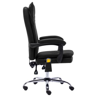 vidaXL Krzesło biurowe z funkcją masażu, czarne, obite sztuczną skórą