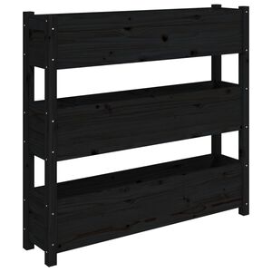 vidaXL Donica, czarna, 112x25x104,5 cm, lite drewno sosnowe