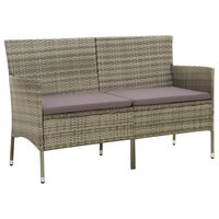 vidaXL 3-osobowa sofa ogrodowa z poduszką, szara, polirattan