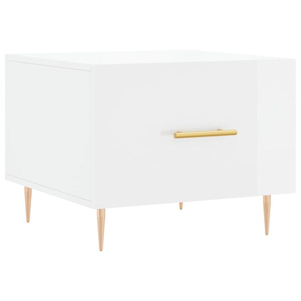 vidaXL Stolik kawowy, biały o wysokim połysku, 50x50x40 cm